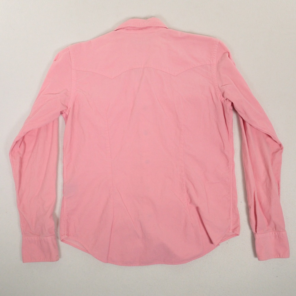 Vtg Ralph Lauren Womens Western Pearl Snap Shirt Corduroy Pink Slim Cotton Sz 10 - Picture 3 of 13